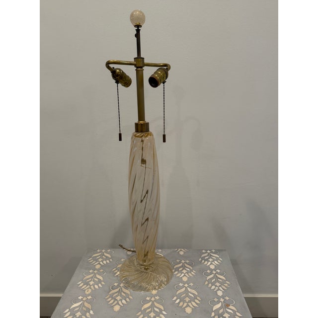 Elegant and rare hand-blown vintage (1980's - 1990's) Murano glass Donghia lamp. Hollow, handblown Venetian glass lamp...