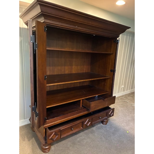 Wood European Style Handcrafted Pine Armoire For Sale - Image 7 of 7