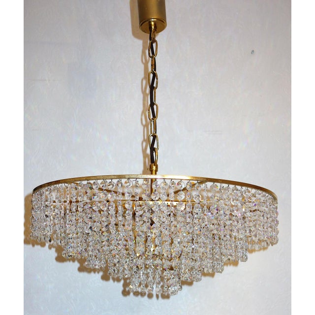 Metal Antique Brass and Lead Crystal Chandelier from Ernst Palme, 1960s For Sale - Image 7 of 11