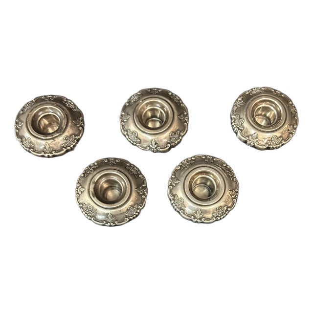 Early 20th Century Sterling "Fisher" Bobeches - Set of 5 For Sale