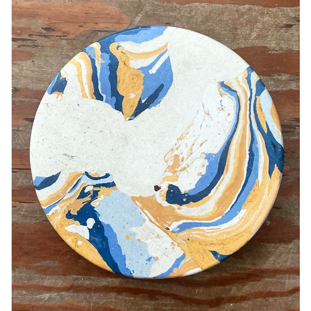 Boho Artisan Pigmented Plaster Scagliola Plinth For Sale - Image 4 of 9