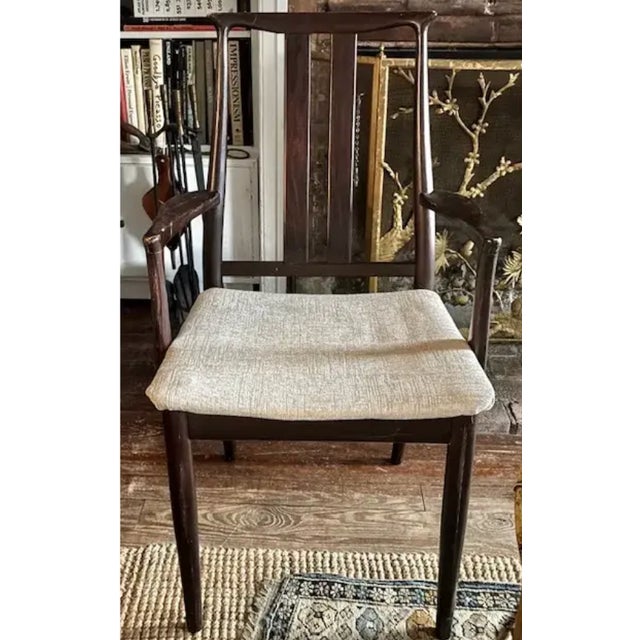 Mid Century Mahogany Arm Chair Made by Danish Overseas Furniture - Mid 1960's, Signed For Sale - Image 4 of 12