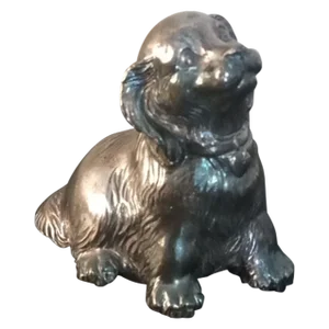 1960s Reed & Barton Silver Plated Sitting Doggie Musical Figurine