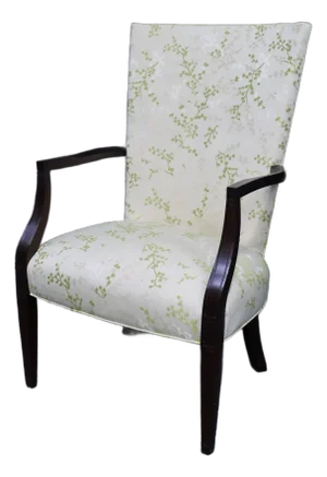 Hickory Chair Co. Upholstered Open Arm Chair in Damask Fabric