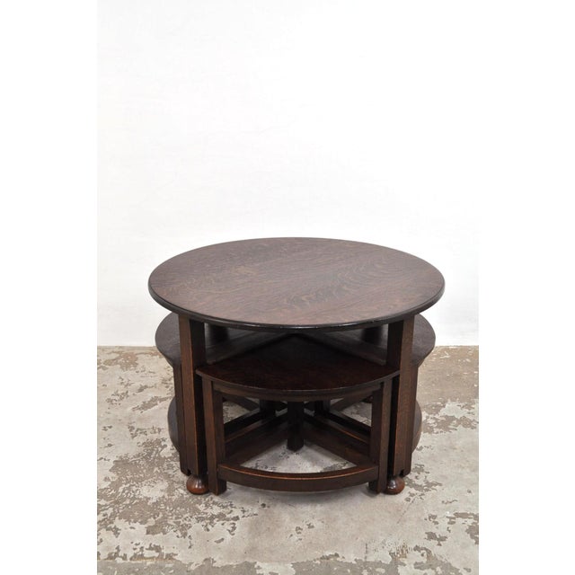 Vintage Oak Coffee Table, 1920s, Set of 5 For Sale - Image 13 of 16