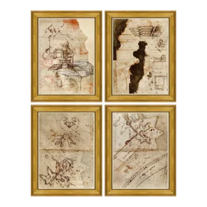 Schizzare I, Il Abbozzo, Disegnare & Schizzare II Framed Art Prints - Set of 4