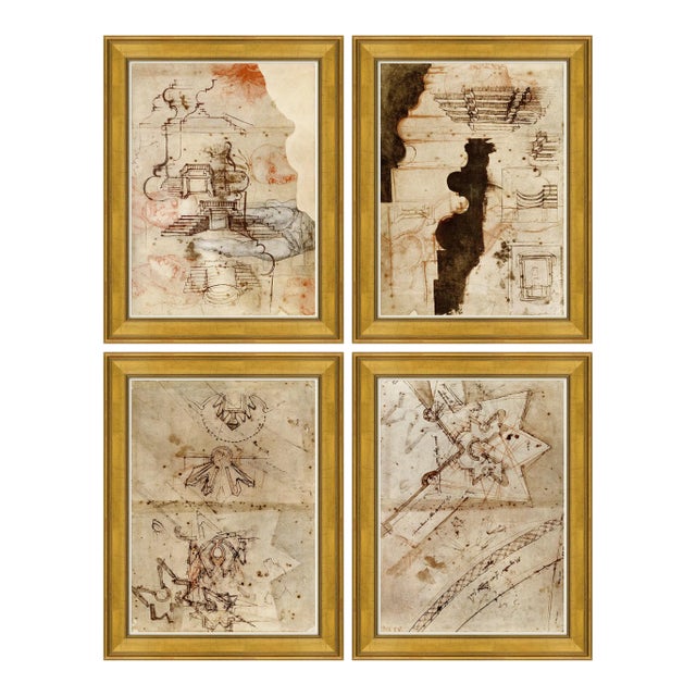 Schizzare I, Il Abbozzo, Disegnare & Schizzare II Framed Art Prints - Set of 4 by David Phoenix For Sale