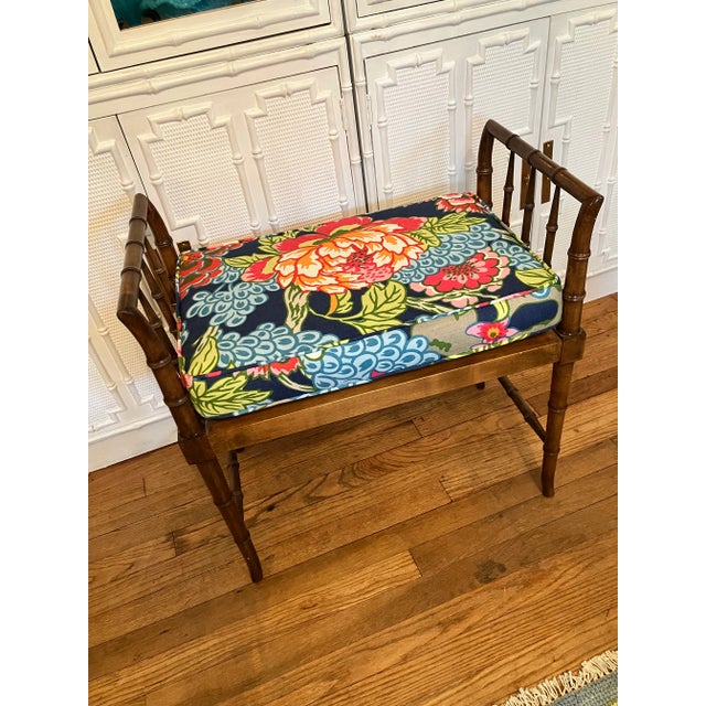 Baker Furniture Company 1960s Baker Faux Bamboo Bench For Sale - Image 4 of 10