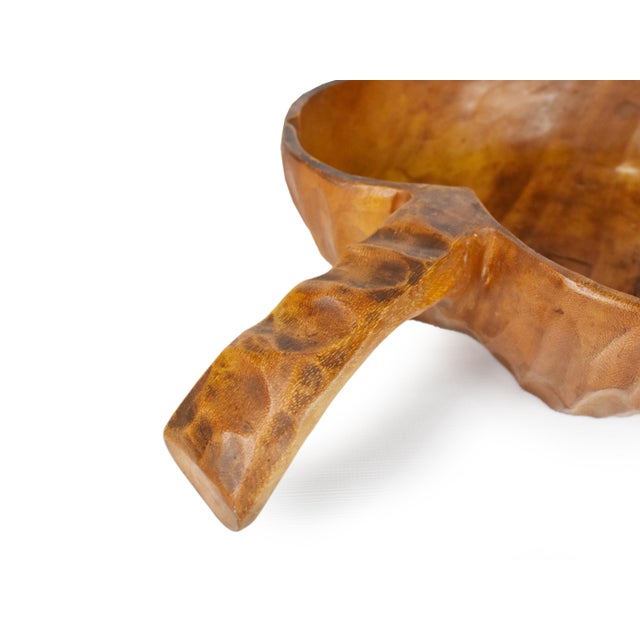 Brown Mid 20th Century Hand Carved Solid Wood Large Size Leaf Shaped Bowl For Sale - Image 8 of 12