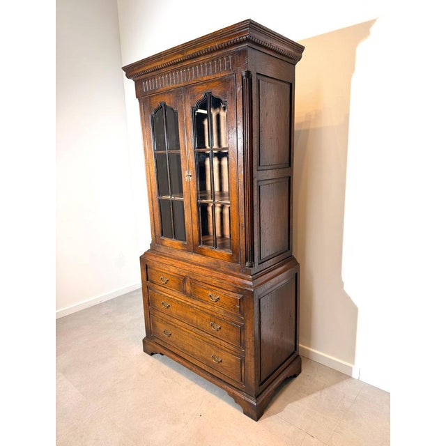 New England Oak Housekeepers Cabinet For Sale - Image 3 of 9