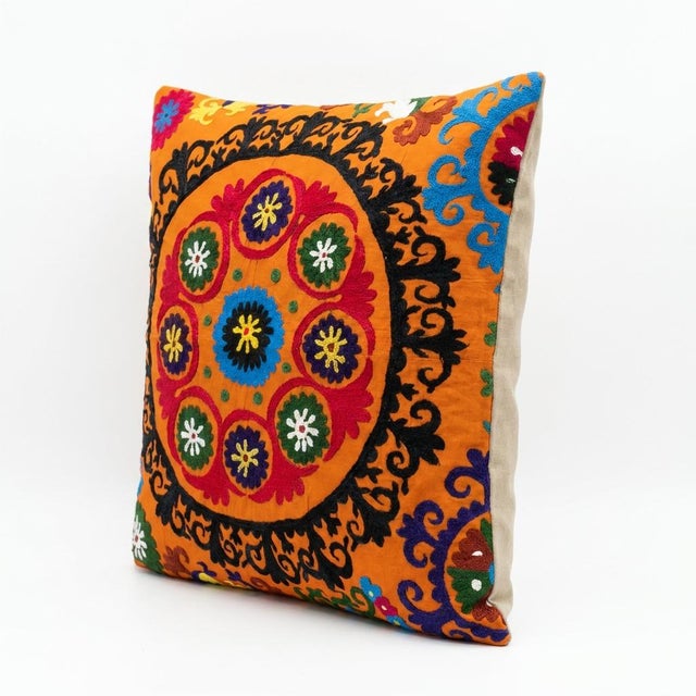 Mid-Century Modern Tashkent Suzani Pillow Cover 27'' X 30'' For Sale - Image 3 of 4