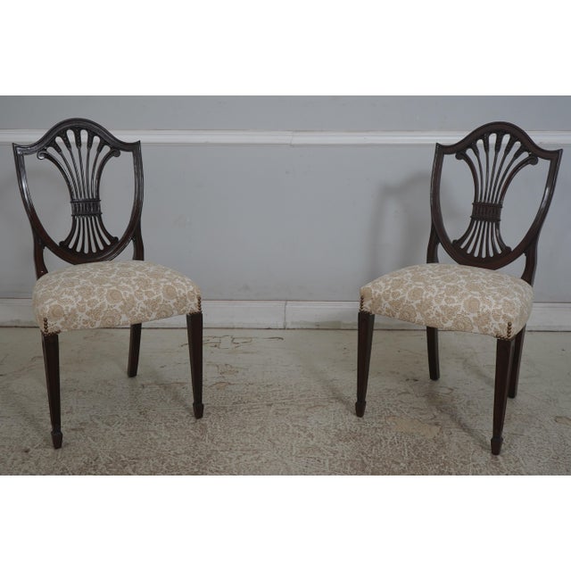 Set of 16 Stickley Carved Shield Back Mahogany Dining Chairs For Sale - Image 11 of 18