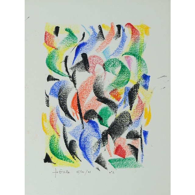 Françoise Galle, Mother and Her Child, Pastel For Sale