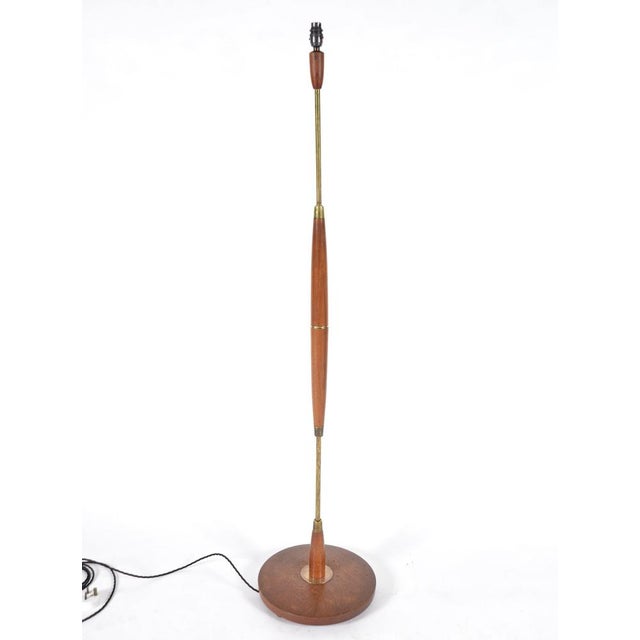 Tall Mid-Century Modern Danish Teak and Brass Floor Lamp, 1960s For Sale - Image 9 of 9