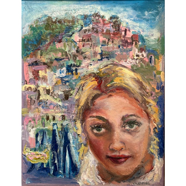 "Wish You Were Here", Oil Painting, by Van Ness, Wood Frame For Sale - Image 4 of 8