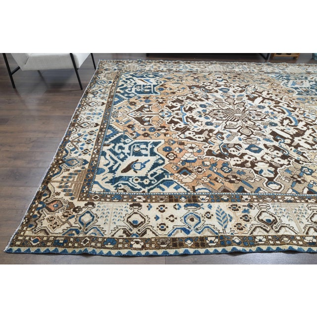 Textile 1970s Vintage Persian Handmade Wool Cotton Brown Area Rug For Sale - Image 7 of 11