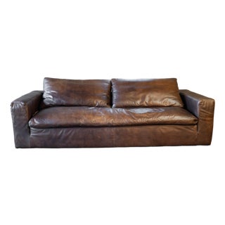 Restoration Hardware Leather Cloud Sofa For Sale