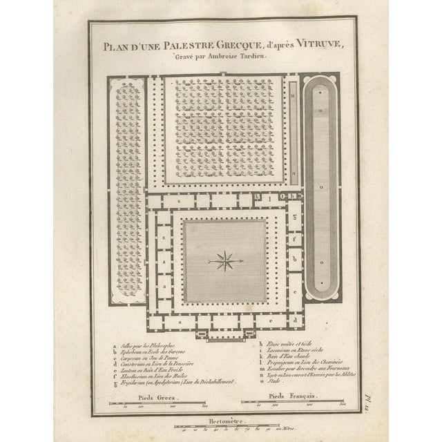 Tardieu, Ancient Greek Gymnasium and Palaestra Plan After Vitruvius, 1825, Engraving For Sale - Image 9 of 9