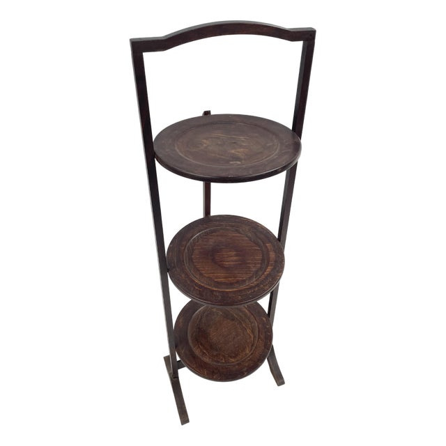 Vintage Foldable Wooden Flower Stand, 1930s For Sale