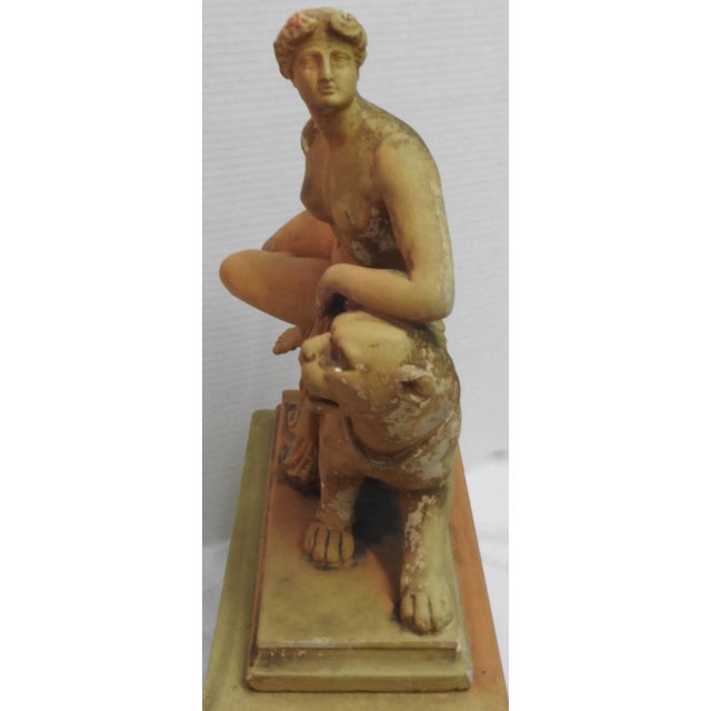 19th Century Ariadne and the Panther Terracotta Statue With Plinthe For Sale - Image 9 of 11
