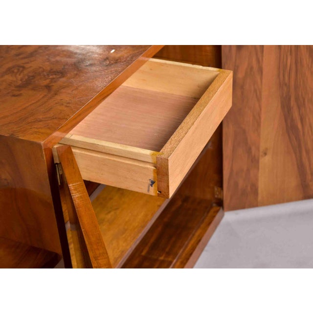 French Art Deco Burl Walnut Cabinet With Shelf Display For Sale In Detroit - Image 6 of 13