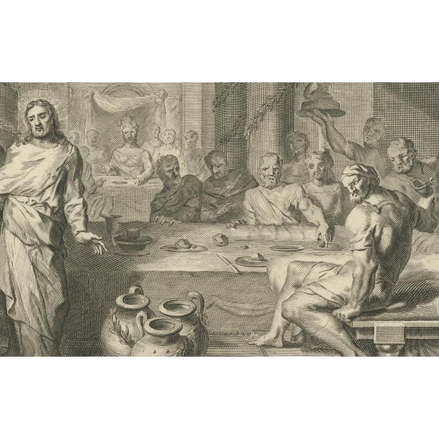 P. Mortier, Miracles of Christ Wedding at Cana & Cleansing of the Temple, 1700, Paper For Sale - Image 4 of 10