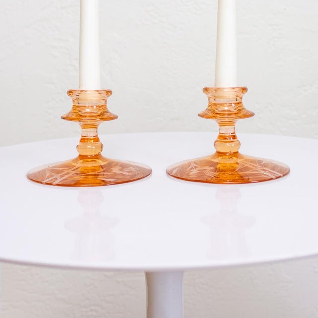 Pink Depression Glass Candlesticks Candle Holders Chairish