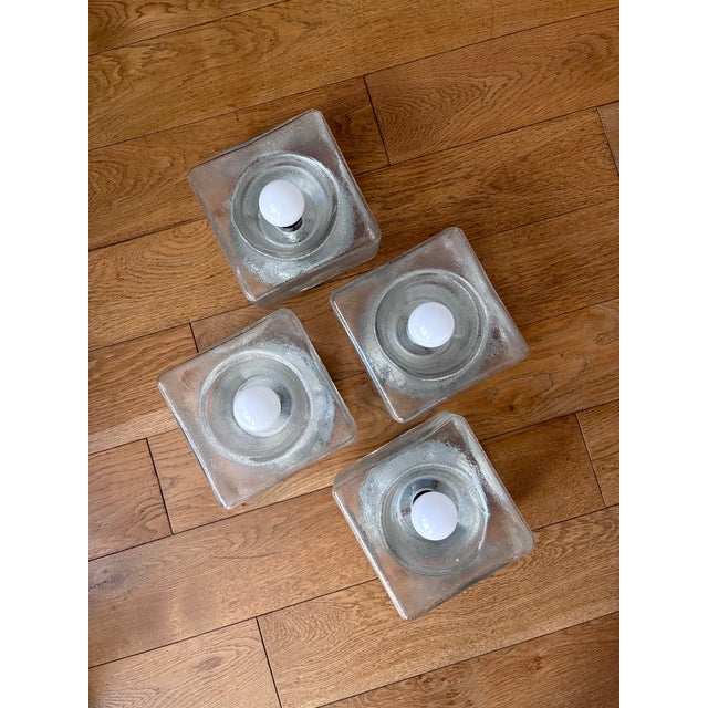 Glass Ice Cube Glass Wall Lights, 1970, Set of 4 For Sale - Image 7 of 8