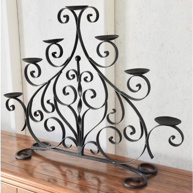 Spanish Style Wrought Iron Floor Candelabra 7 Candle Holder