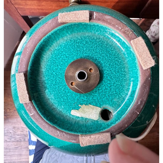 Beautiful Giacomo Onestini, Lamp, Ernestine, Italy, 70s. Extraordinary blue green glaze. Just a spectacular color. This is...