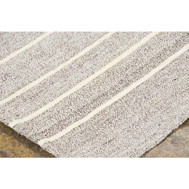Traditional Vintage Turkish Kilim Exotic Yarn Rug With Ivory Stripes by Rug & Kilim, 1950-1959 For Sale - Image 3 of 8