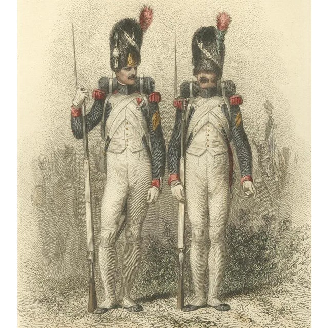 After Raffet, Napoleonic Foot Grenadiers Chasseur, Grenadier, and Flag Bearer, 1859, Print For Sale - Image 6 of 11