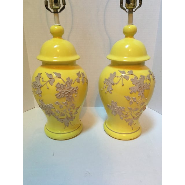 Vintage Yellow Ceramic Ginger Jar Lamps A Pair Chairish