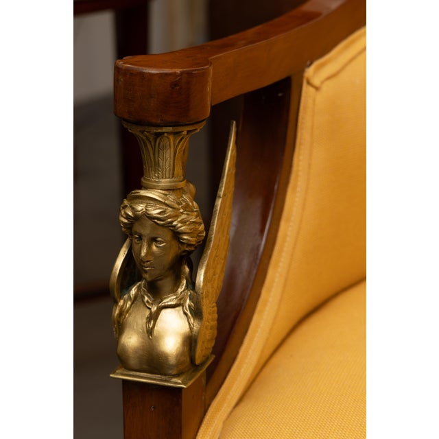 19th Century Empire Walnut Upholstered Settee For Sale In West Palm - Image 6 of 7