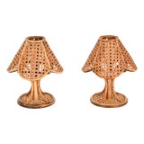 Vintage Italian Table Lamps in Rattan and Vienna Straw by Louis Sognot, 1960s, Set of 2 For Sale