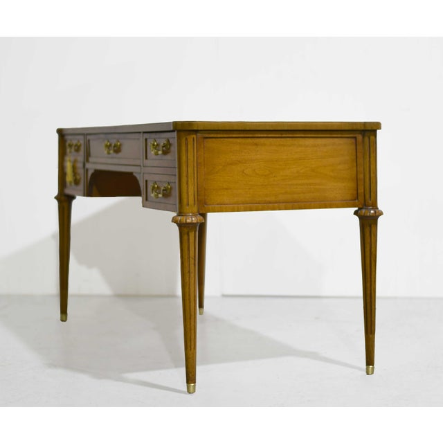 Brown 1970s Louis Style Black Leather Top Writing Desk or Vanity For Sale - Image 8 of 14