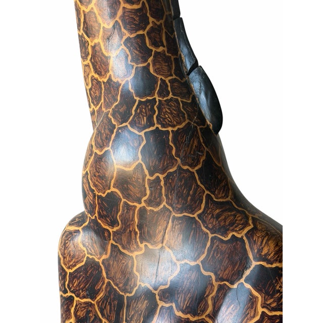 Large 20th Century Large Hand-Carved Wooden Giraffe Sculpture, 85” Tall For Sale In New York - Image 6 of 12
