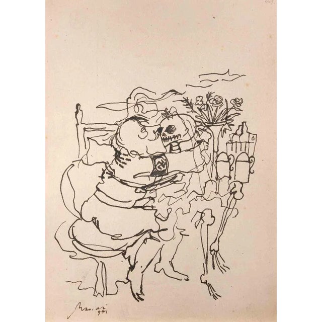 China ink realized by Mino Maccari in 1945. Hand signed and dated. Very good condition. This piece is attributed to the...