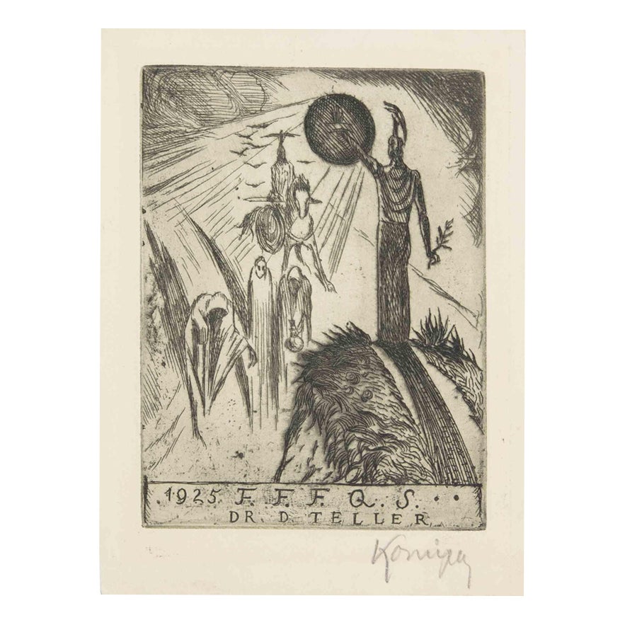 Jan Konupek, Ex Libris Doctr D. Teller, Etching, 1923 | Chairish