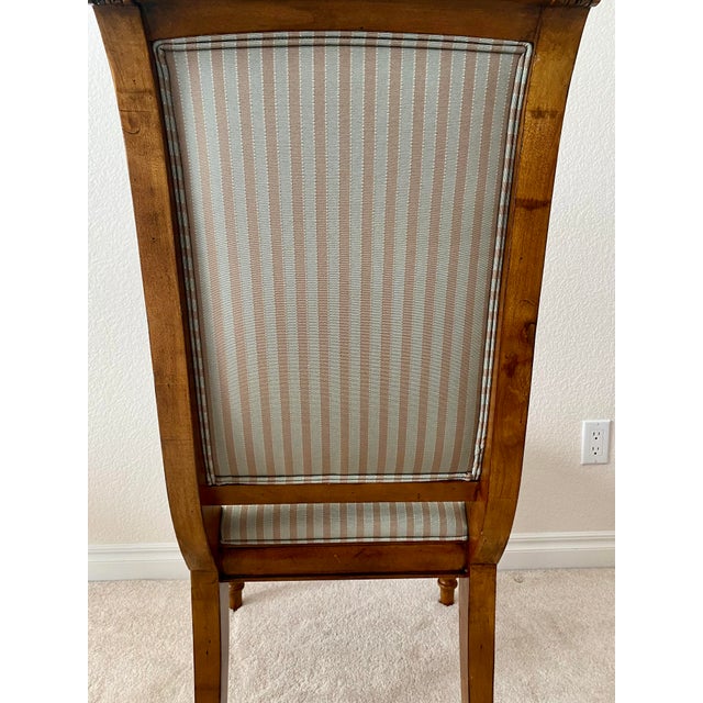 Ethan Allen Vintage French Regency Louis XVI Style Carved Wood & Beautifully Upholstered Set of Eight Chairs Excellent Mint Condition For Sale - Image 15 of 18