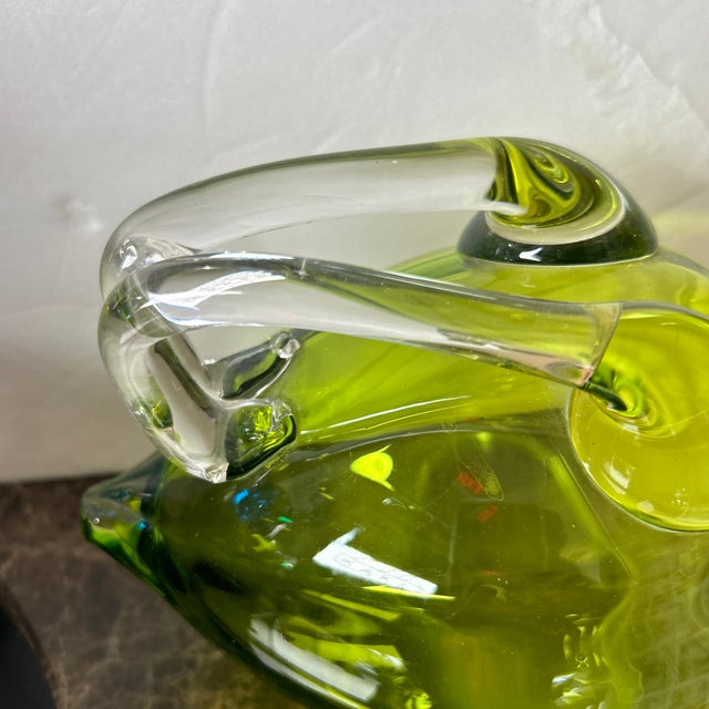 Art Deco Antique Claret Wine Decanter/Carafe of Light Green Glass and Silver Plate, England For Sale - Image 3 of 12