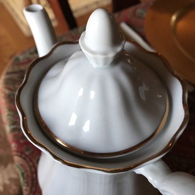 Vintage Walbrzych Poland White Porcelain Teapot With Gold Detail Chairish