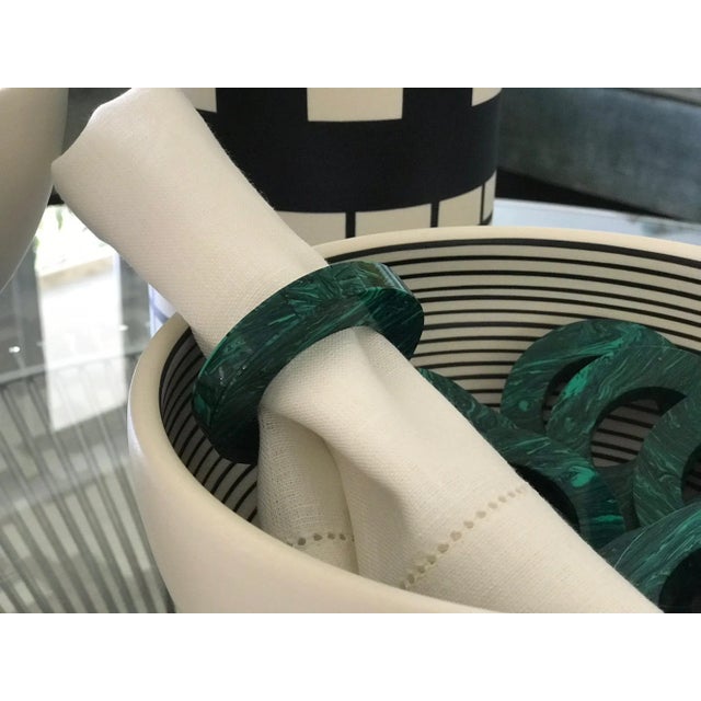 Round Malachite Napkin Rings - Set of 6 For Sale - Image 6 of 10