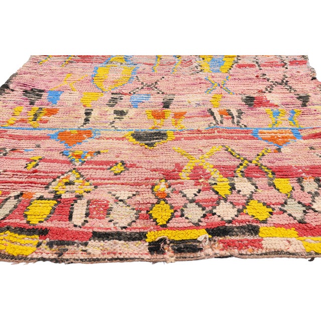 Berber Tribes of Morocco Vintage Boujad Boucherouite Moroccan Rug, 03'07 X 08'06 For Sale - Image 4 of 10