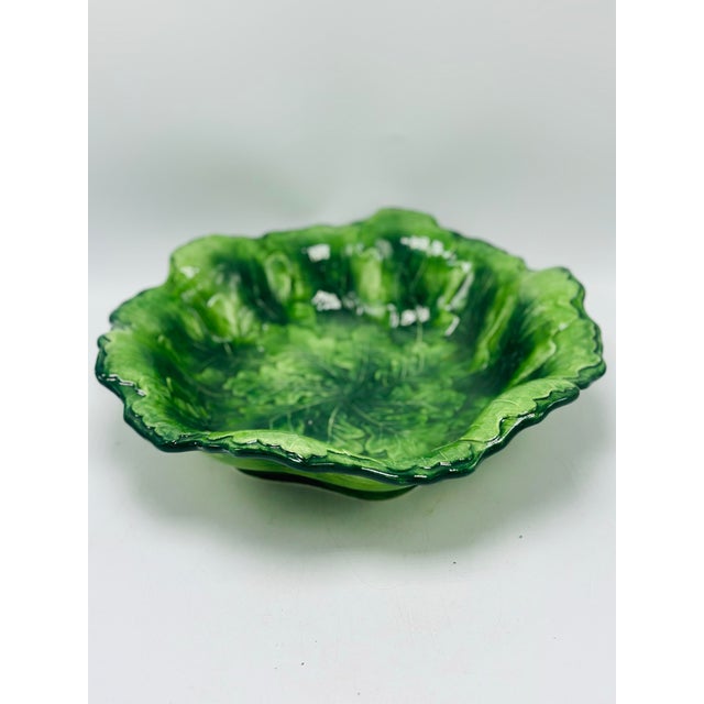 Italian Vintage Vietri Leaf Bowl For Sale - Image 3 of 6
