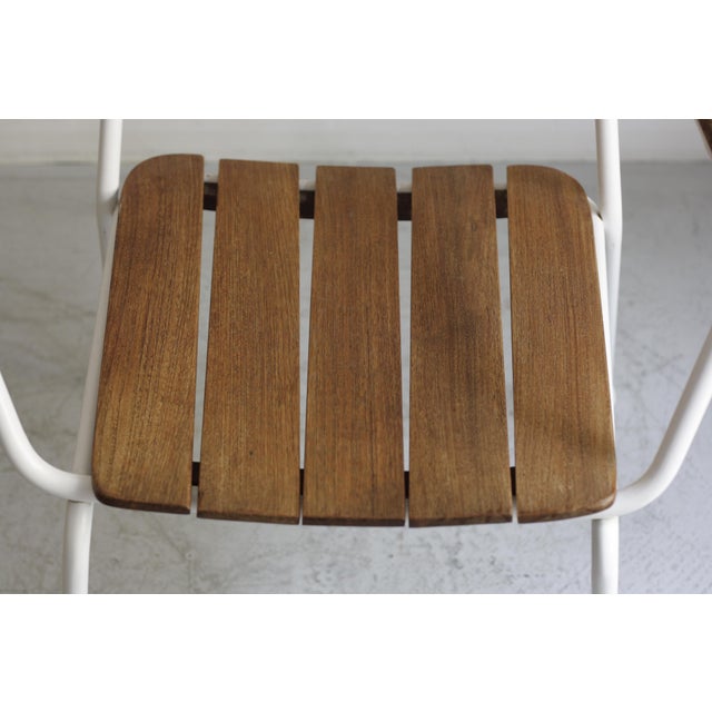 Wood Mid-Century Modern Daneline Garden Chairs in Tubular Steel and Teak, 1970s, Set of 4 For Sale - Image 7 of 14