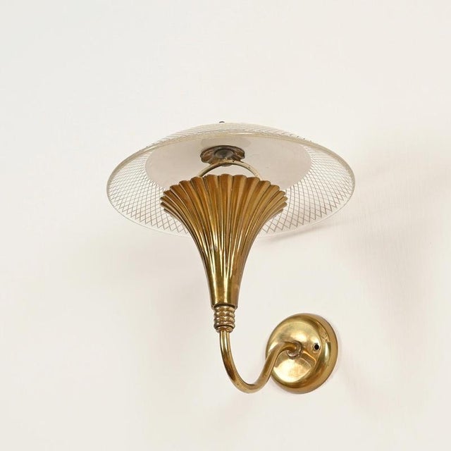 1950s Italian Flower Sconces in Brass and Enamelled Metal from Arredoluce, 1950s, Set of 2 For Sale - Image 5 of 13