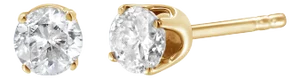 AGS Certified 14K Yellow Gold 1/2 Cttw 4 Prong Set Brilliant Round-Cut Solitaire Diamond Push Back Stud Earrings (O-P, Color, SI2-I1 Clarity)