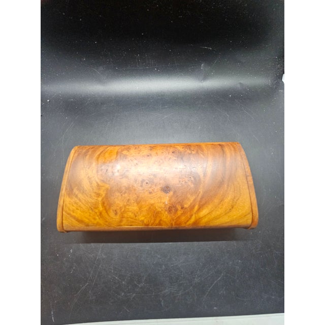 Vintage Curved-Top Highly Figured Burl Wood Eyeglass Box For Sale - Image 4 of 4