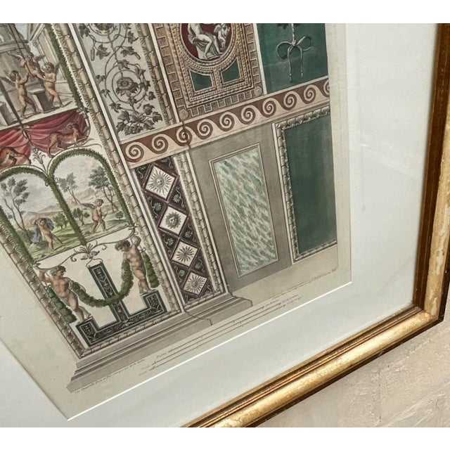 A fabulous pair of vintage hand colored engravings. Done in the manner of Raffaello’s “Le Loggie de Raffaello”. Purchased...